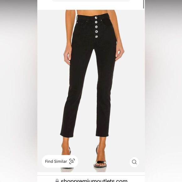 We Wore What The Danielle Rigid Jean in Black with Crystal Buttons Size 27 NWT - Picture 1 of 10